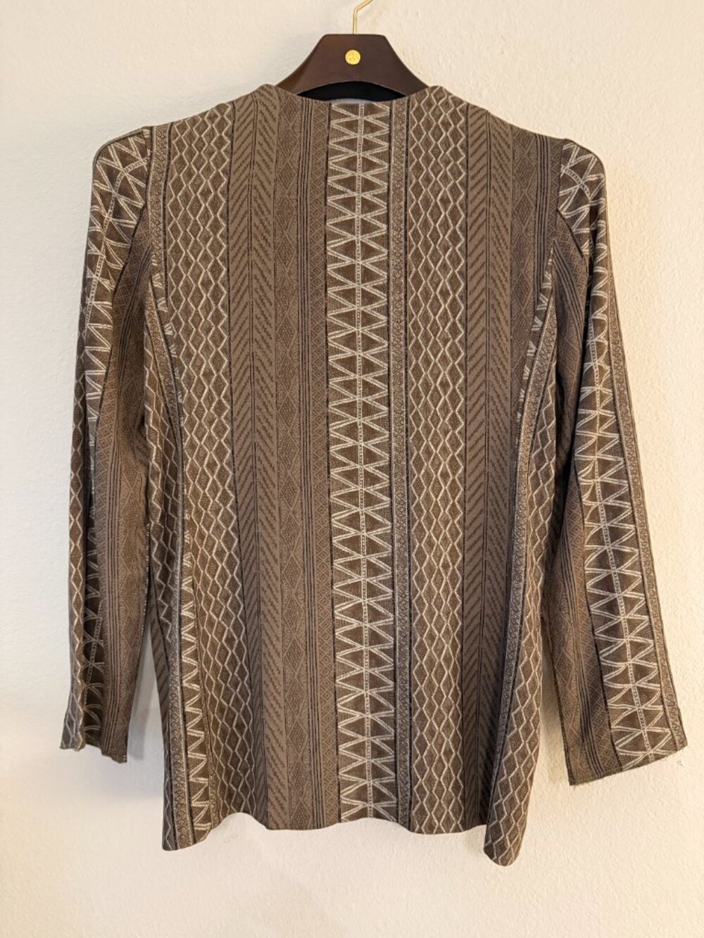 PRICE FIRM Vintage 90s Y2K Brown Printed Button Down Top Boho Relaxed LG Petite - Picture 10 of 11